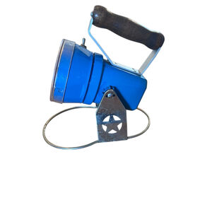 Vtg STAR Headlight Lantern Co. Railroad Flashlight Blue Metal Wood Handle NY USA
